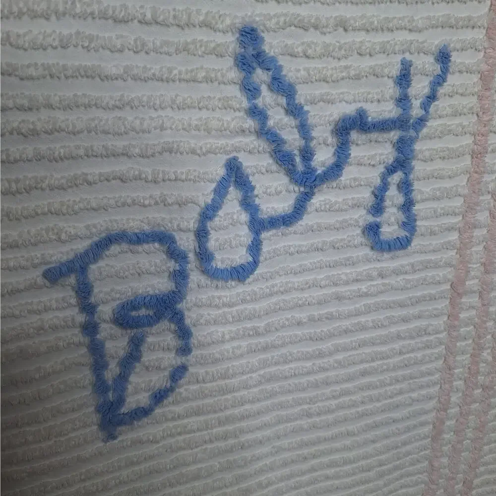 Vintage 40s 50s Chenille Baby Blanket Alphabet ABCs Crib Blanket Bedspread